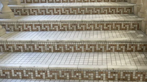 Empty white staircase in antique style Stock Footage 133394412