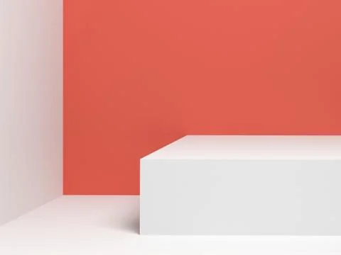 Empty white stand. 3d render illustration 스톡 일러스트