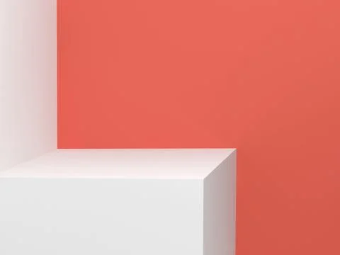 Empty white stand in corner. 3d render Stock Illustration