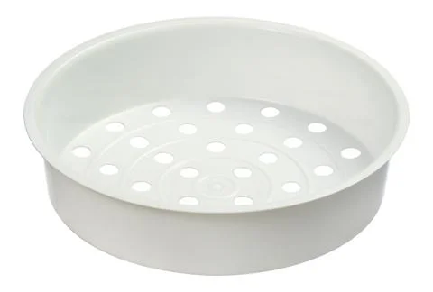 Empty white steamer container for multi cooker isolated on white Stock Photos