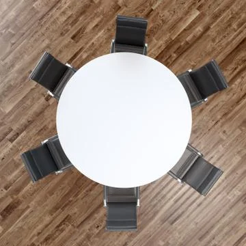 Empty white table with chairs IDEA. Business concept Stock Illustration