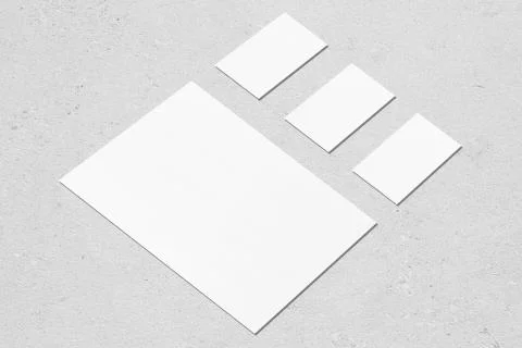 Empty white vertical poster and horizontal rectangle business card mockups in 스톡 일러스트