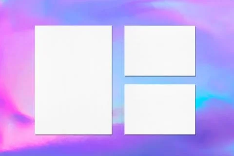 Empty white vertical poster and two horizontal rectangle card mockups 스톡 일러스트