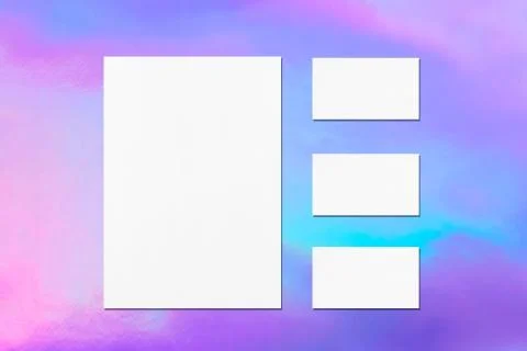 Empty white vertical poster and horizontal rectangle business card mockups 스톡 일러스트