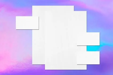 Empty white vertical poster and horizontal rectangle business card mockups Stock Photos