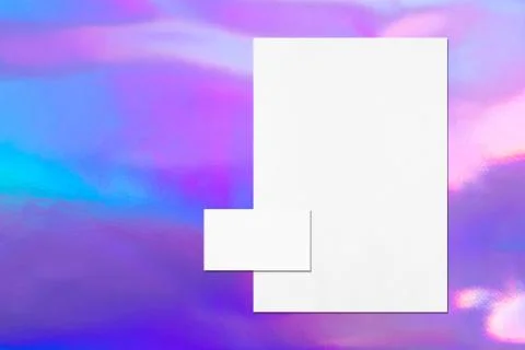 Empty white vertical poster and horizontal rectangle business card mockups Stock Photos