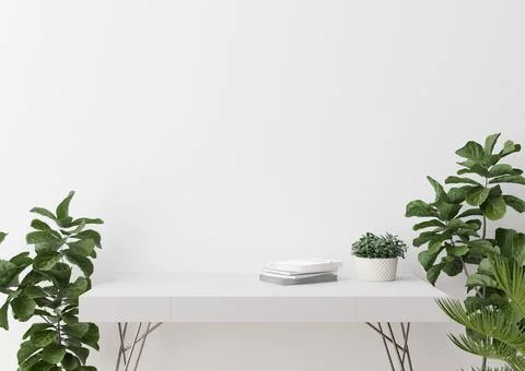 Empty white wall. Mock up interior in contemporary style. Close up view. Free Stock Photos