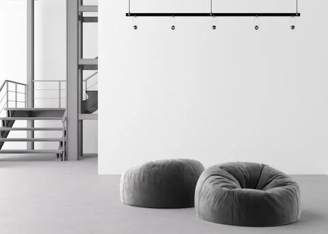 Empty white wall in modern art gallery. Mock up interior in minimalist style. Stock Photos