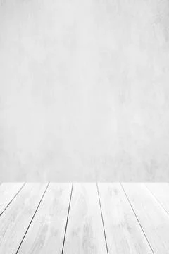 Empty white wood table top and blur wall. Wall Texture Background. Building Stock Photos