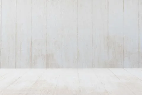 Empty white wooden deck table top Ready for product display montage with whit Stock Photos
