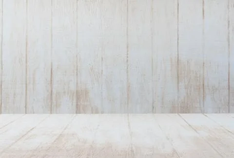 Empty white wooden deck table top Ready for product display montage with whit Stock Photos