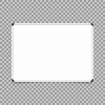 Empty whiteboard. magnetic board isolated on transparent background. Vector i Stock Illustration