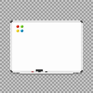Empty whiteboard. magnetic board isolated on transparent background. Vector i Stock Illustration