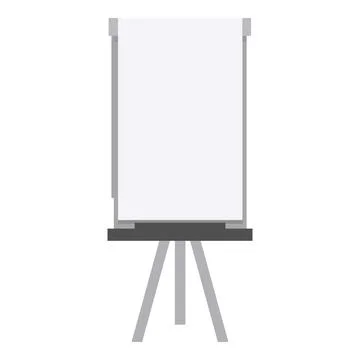 Empty whiteboard is standing on a tripod on white background Illustrazione stock