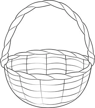 Empty wicker basket. Black and white isolated on white background basket. Stock Illustration