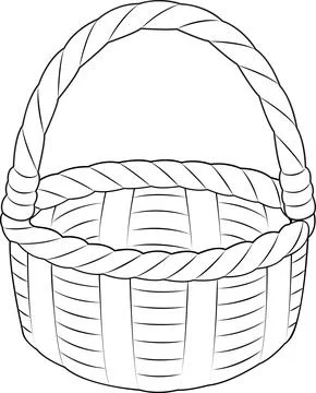 Empty wicker basket. Black and white isolated on white background basket. Stock Illustration