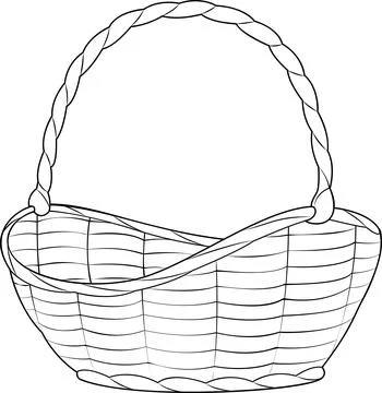 Empty wicker basket. Black and white isolated on white background basket. Stock Illustration