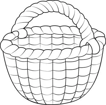 Empty wicker basket. Black and white isolated on white background basket. Stock Illustration