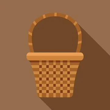 Empty wicker basket with checkered pattern casting long shadow Stock Illustration