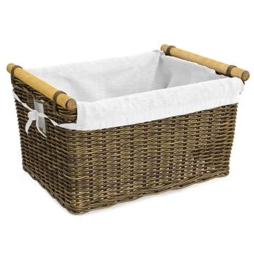 Empty wicker basket with fabric Stock Illustration