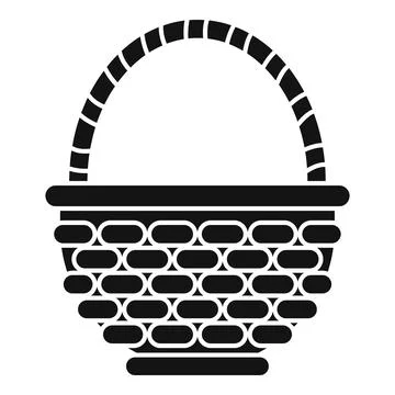 Empty wicker basket with handle for carrying food icon Stock Illustration