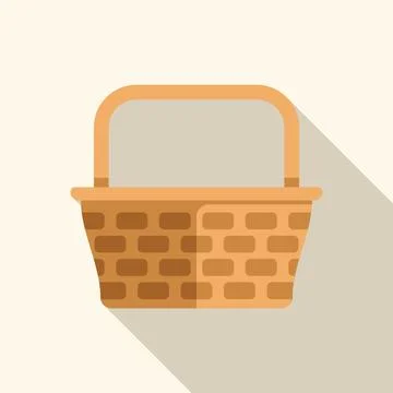 Empty wicker basket with handle casting long shadow Illustration