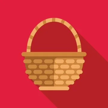 Empty wicker basket with handle on red background Stock Illustration