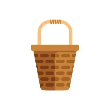 Empty wicker basket with handle standing up illustration Stock Illustration