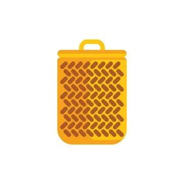 Empty wicker basket with handle standing upright illustration Illustration