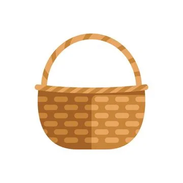Empty wicker basket with handle waiting to be filled Illustration