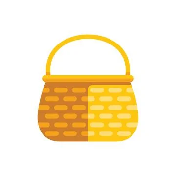 Empty wicker basket icon depicting picnic basket for carrying food Illustration