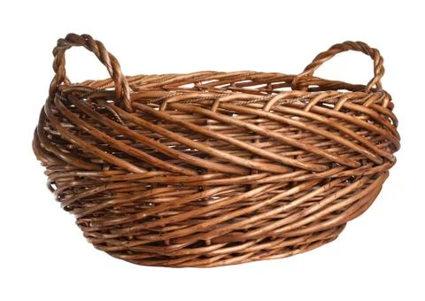 Empty wicker basket. isolated over white Stock Photos
