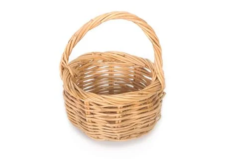 Empty wicker basket isolated Stock Photos