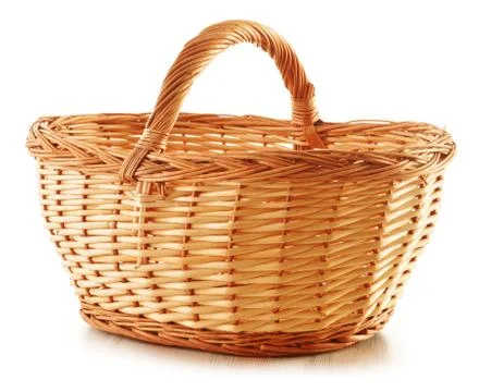 Empty wicker basket isolated on white Stock Photos