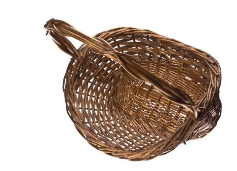 Empty wicker basket isolated on white background 写真素材