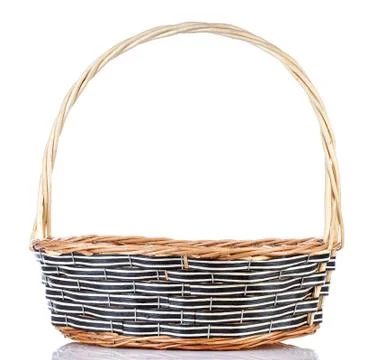 Empty wicker basket isolated on white background Stock Photos