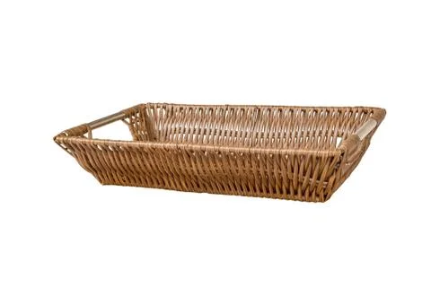 Empty wicker basket isolated on white background Stock Photos
