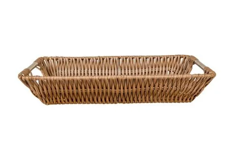 Empty wicker basket isolated on white background Foto stock
