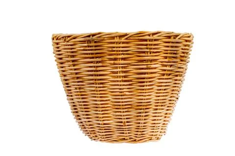Empty wicker basket isolated on white Stock Photos