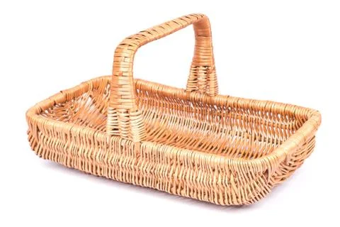 Empty wicker basket isolated on white Stock Photos