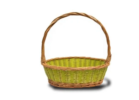 Empty wicker basket isolated on white background with clipping path.Perfect f 스톡 사진