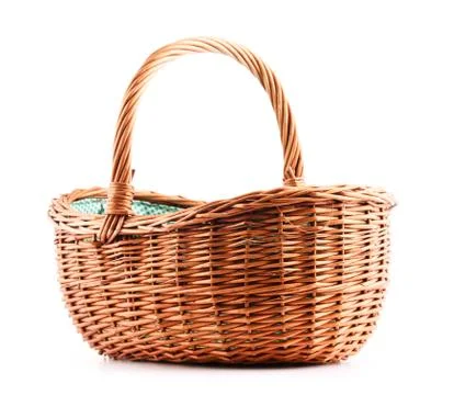 Empty wicker basket isolated on white background Stock-Fotos