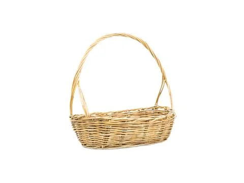 Empty wicker basket isolated on white background Stock Photos