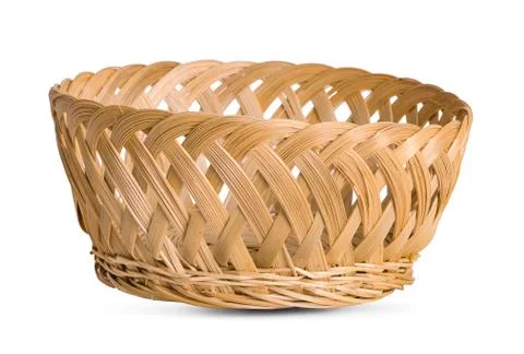 Empty wicker basket isolated on white Foto stock