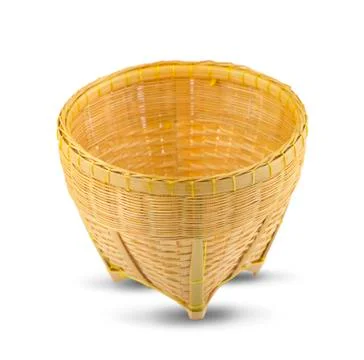 Empty wicker basket isolated on white Stock Photos