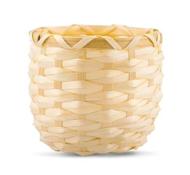 Empty wicker basket isolated on white Stock Photos