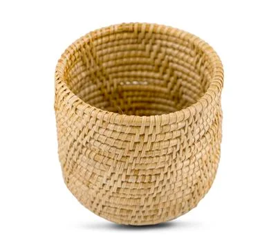 Empty wicker basket an isolated on white background Foto stock