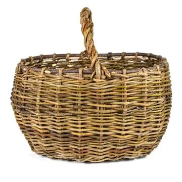 Empty wicker basket isolated on white background Stock Photos