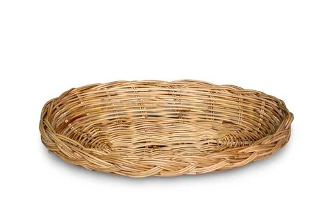 Empty wicker basket isolated on a white background with clipping path. Fron.. Stock Photos