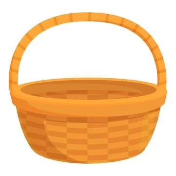 Empty wicker basket standing with handle up for storage Illustration